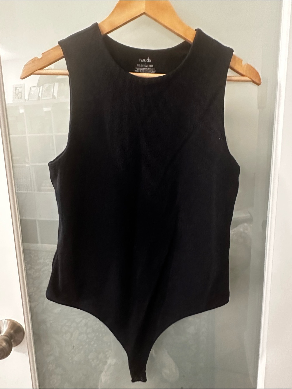 nuuds Black Ribbed Sleeveless Bodysuit